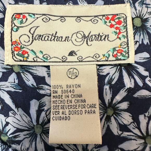 Vintage Jonathan Martin Floral Button Dress Cottage Collared Sleeveless Sz 11 - Picture 2 of 7